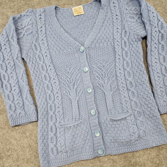 Kilronan Knitwear Womens L Large 100% Merino Wool Cableknit Cardigan Sweater - Picture 2 of 15